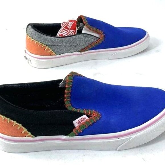 NWT Vans 'Off The Wall' Women's 8.5-Men's 7 Blue Multicolor Block Suede Loafers - Picture 1 of 6